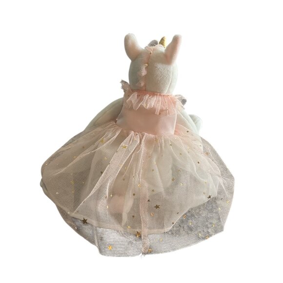 CANTIA Plush Unicorn Doll Pink Tulle Dress Gold Stars Gold Horn 13" - Picture 4 of 7